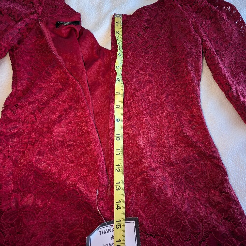 City Studio Women's Large Lace Mini Bodycon Dress Dark Red Slim Red NWT - Picture 16 of 16